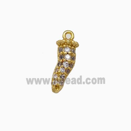 Copper Chili Pendant Micro Pave Zirconia Gold Plated