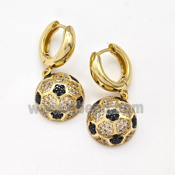 Copper Hoop Earrings Football Pave Zirconia Sport Gold Plated