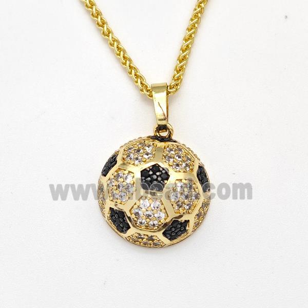 Copper Football Necklace Pave Zirconia Sport Gold Plated