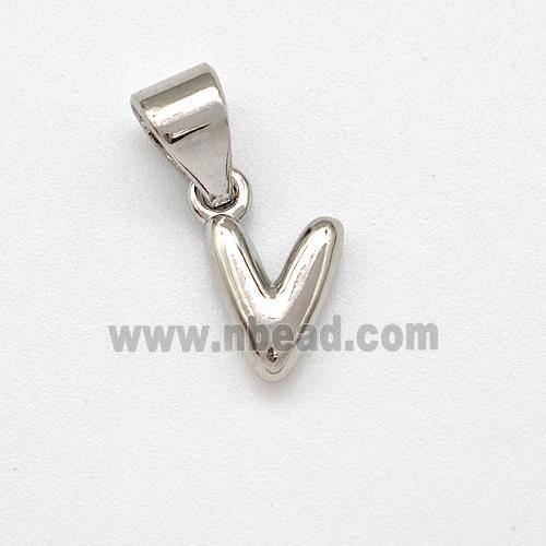 Copper Letter-V Pendant Platinum Plated