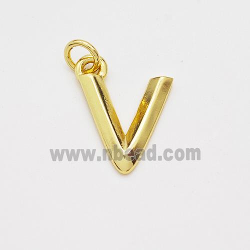 Copper Letter-V Pendant Gold Plated