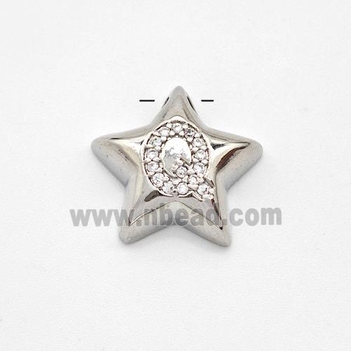 Copper Star Pendant Pave Zirconia Letter-Q Large Hole Platinum Plated