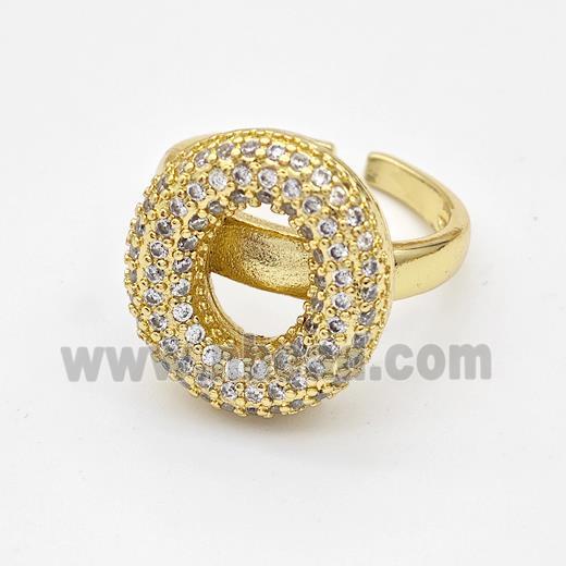 Copper Ring Pave Zirconia Letter-O Gold Plated