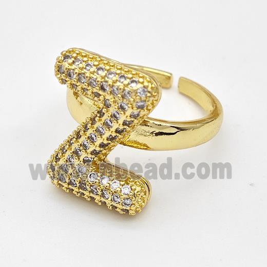 Copper Ring Pave Zirconia Letter-Z Gold Plated