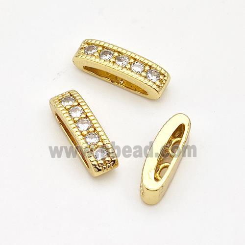 Copper Beads Micro Pave Zirconia 2holes Gold Plated