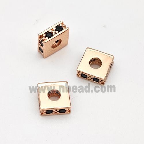 Copper Square Beads Pave Zirconia Spacer Rose Gold