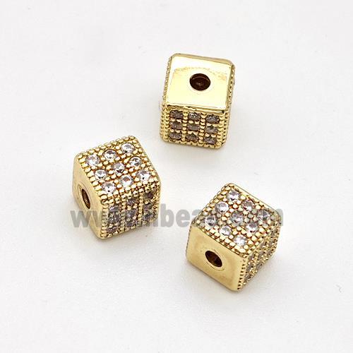 Copper Cube Beads Micro Pave Zirconia Gold Plated