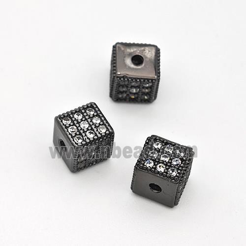 Copper Cube Beads Micro Pave Zirconia Black Plated