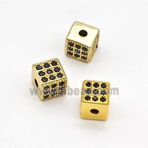 Copper Cube Beads Micro Pave Zirconia Gold Plated