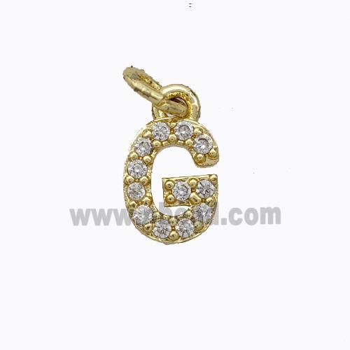 Copper Pendant Pave Zirconia Letter-G Gold Plated