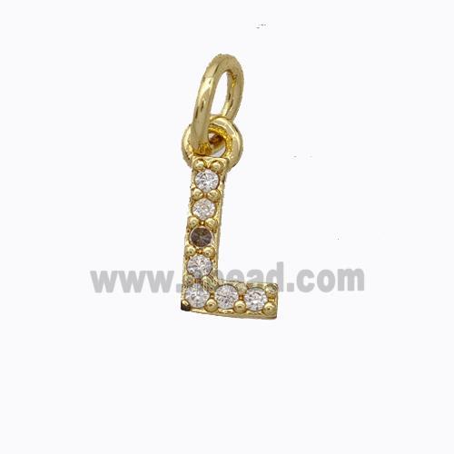 Copper Pendant Pave Zirconia Letter-L Gold Plated