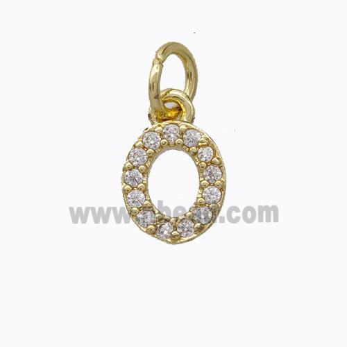 Copper Pendant Pave Zirconia Letter-O Gold Plated