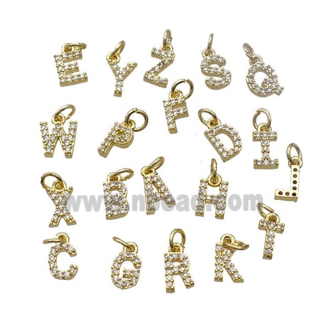 Copper Alphabet Pendant Pave Zirconia Mixed Letters Gold Plated