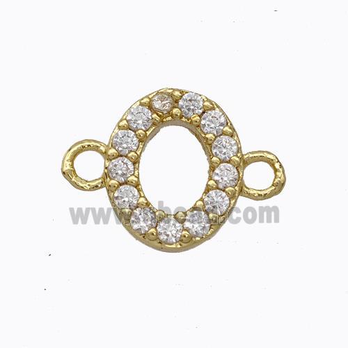 Copper Connector Pave Zirconia Letter-O Gold Plated