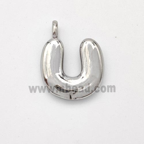 Copper Letter-U Pendant Platinum Plated