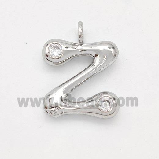 Copper Letter-Z Pendant Pave Zirconia Platinum Plated