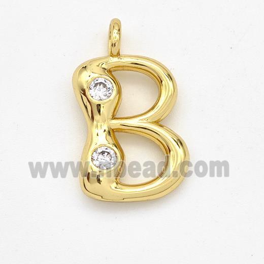 Copper Letter-B Pendant Pave Zirconia Gold Plated