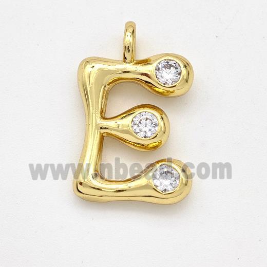 Copper Letter-E Pendant Pave Zirconia Gold Plated