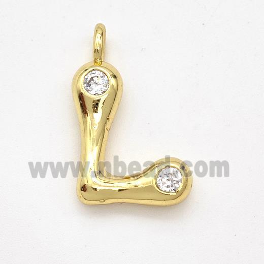 Copper Letter-L Pendant Pave Zirconia Gold Plated