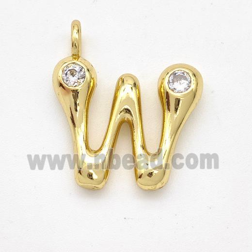 Copper Letter-W Pendant Pave Zirconia Gold Plated