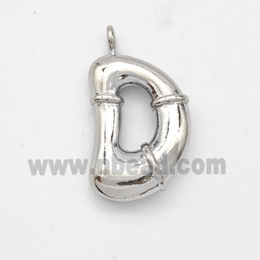 Copper Letter-D Pendant Platinum Plated