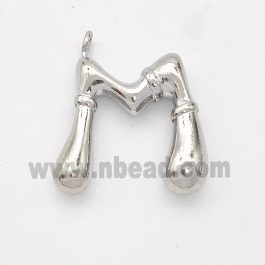 Copper Letter-M Pendant Platinum Plated