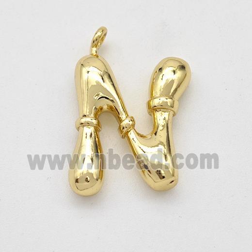 Copper Letter-N Pendant Gold Plated