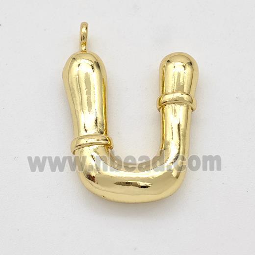 Copper Letter-U Pendant Gold Plated