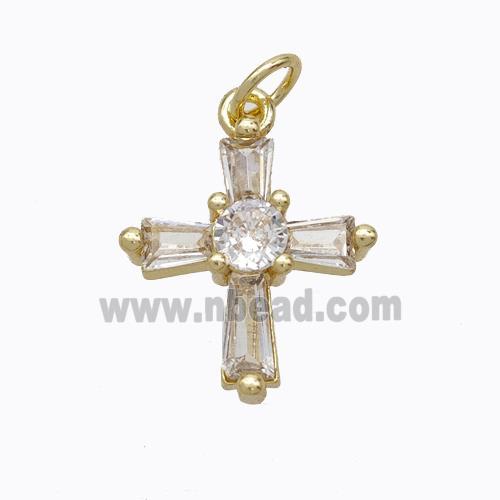 Copper Cross Pendant Pave Zirconia Gold Plated