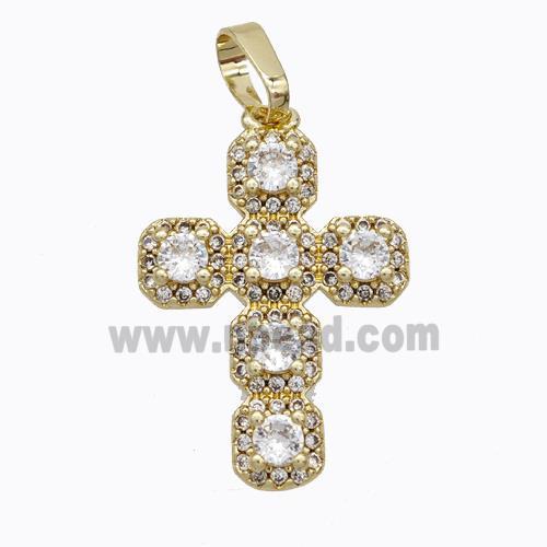 Copper Cross Pendant Pave Zirconia Gold Plated