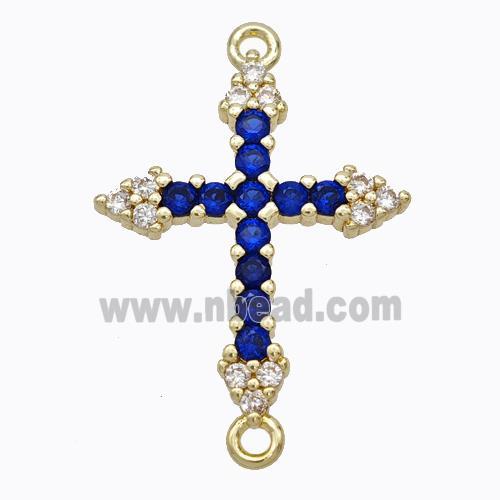 Copper Cross Connector Pave Zirconia Gold Plated