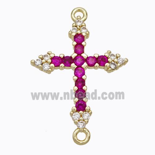 Copper Cross Connector Pave Zirconia Gold Plated