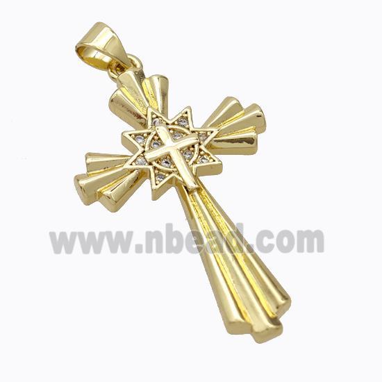 Copper Cross Pendant Pave Zirconia Gold Plated