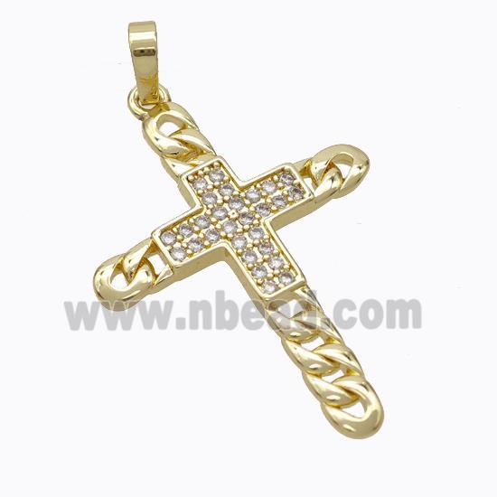 Copper Cross Pendant Pave Zirconia Gold Plated