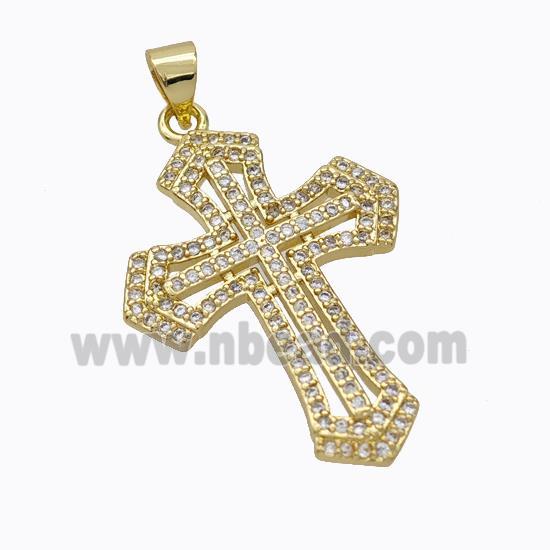 Copper Cross Pendant Pave Zirconia Gold Plated