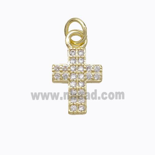 Copper Cross Pendant Pave Zirconia Gold Plated