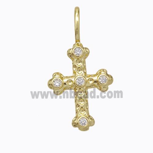 Copper Cross Pendant Pave Zirconia Gold Plated