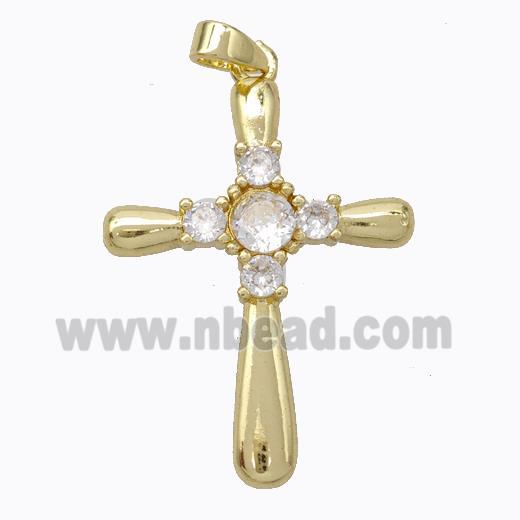 Copper Cross Pendant Pave Zirconia Gold Plated