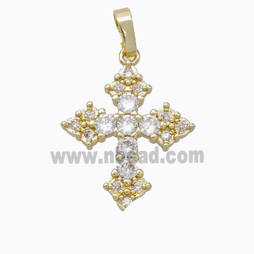 Copper Cross Pendant Micropave Zirconia Gold Plated