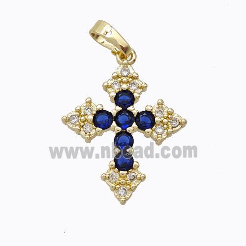 Copper Cross Pendant Micropave Zirconia Gold Plated