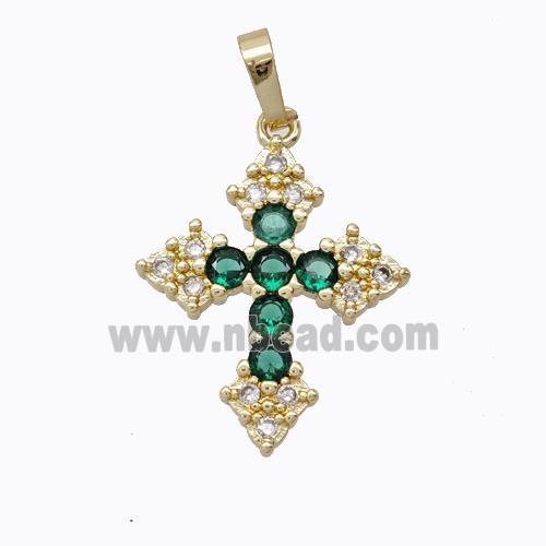 Copper Cross Pendant Micropave Zirconia Gold Plated