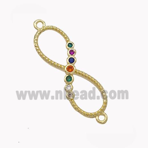 Copper Infinity Connector Micropave Zirconia Gold Plated