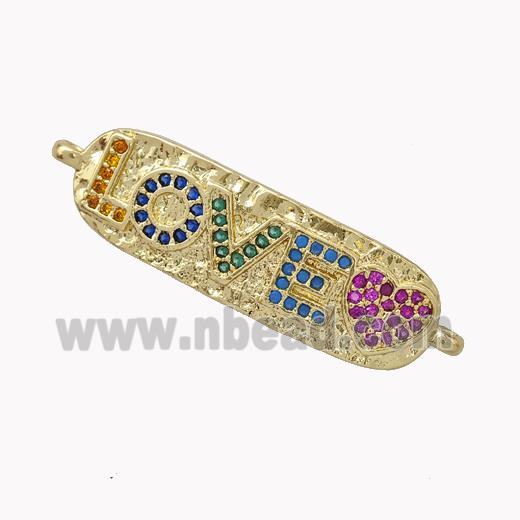 Copper LOVE Connector Micropave Zirconia Heart Gold Plated