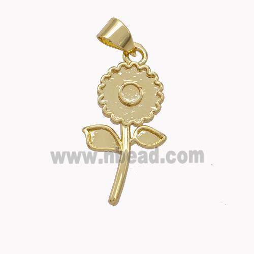 Copper Sunflower Pendant Gold Plated