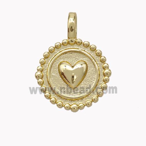 Copper Heart Pendant Circle Gold Plated