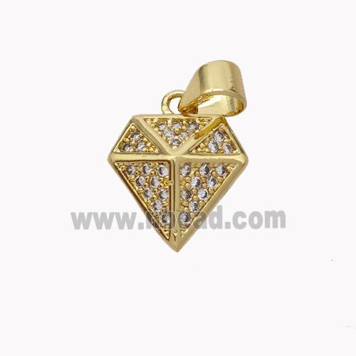 Copper Diamond Pendant Micropave Zirconia Gold Plated