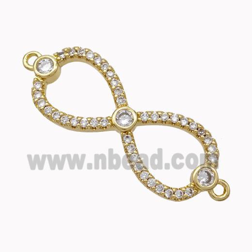 Copper Infinity Connector Micropave Zirconia Gold Plated