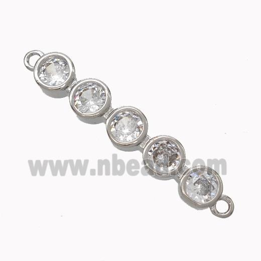 Copper Stick Connector Pave Zirconia Curving Platinum Plated