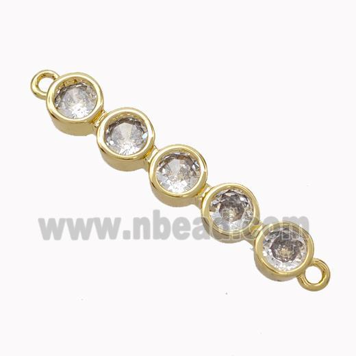 Copper Stick Connector Pave Zirconia Curving Gold Plated