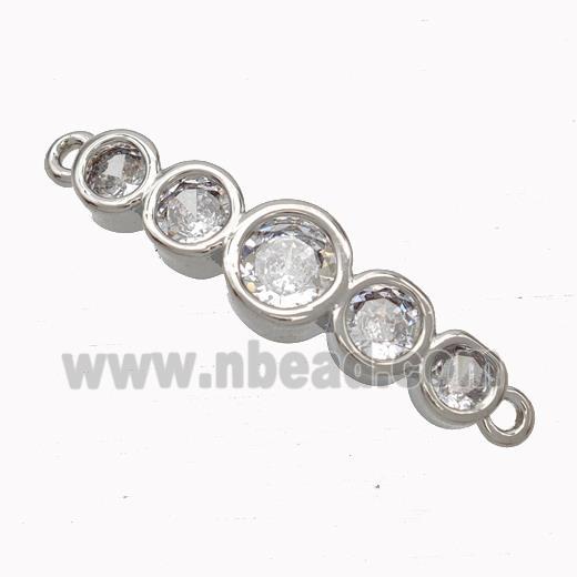 Copper Stick Connector Pave Zirconia Curving Platinum Plated